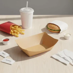 Compostable Heavy Duty Food Grade Kraft Paper Boat Trays Microwave Safe Grease and Water Resistant EN13432 Certified for Camping