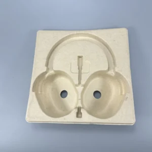 Compostable Molded Pulp Packaging Insert for Over-Ear Headphones, Recyclable Protective Inner Tray