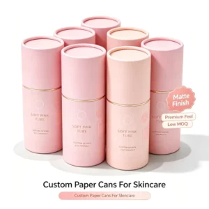 Compostable Paper Tube Canister with Plastic Overcap and Foil Barrier for Whey Protein Powder