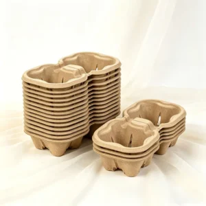 Compostable Tearable Paper Pulp Cup Holder Beverage Tray for Coffee Delivery and Food Service