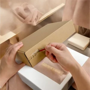 Corrugated Cardboard Flat Kraft Shipping Mailer Boxes for Clothing, Tear Strip, Zipper, Recyclable