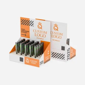 Corrugated Display Box 25-Pack Herbal Wraps Cone Packaging Counter Display Dispenser Box Recyclable