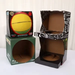 Corrugated Display Box with Window, 2-Pack, Custom Printed for Size 3-7 Basketballs, Footballs, and Soccer Balls