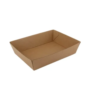 Corrugated Disposable Brown Kraft Paper Serving Tray for Nachos, Tacos, BBQ, and Fries