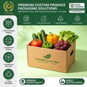 Corrugated Fruit Box Custom Size Printed Food-Grade Carton with Vent Holes for Apple and Orange Shipping Storage