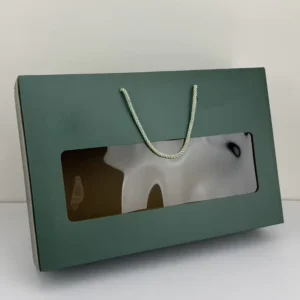 Corrugated Paper Holiday Gift Bag with Transparent Window