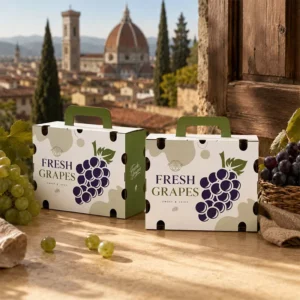 Corrugated Paper Rectangle Fruit Shipping Carton with Ventilation Holes, Eco-Friendly, Biodegradable, Customizable, for Eggs and Grapes