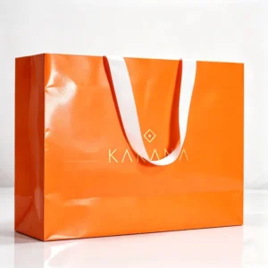 Cosmetic Packaging Perfume Gift Orange Printed Shopping Lotion Makeup Lipstick Wigs Custom Packaging Paper Bag Supplier