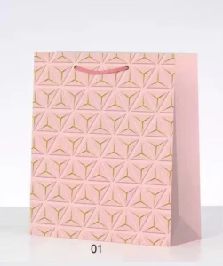 Creative Gilded Embossed Plaid Everyday Gift Bag Custom Logo Screen Printed Paper
