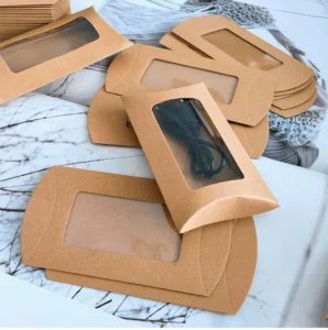 Creative UV Kraft Paper Window Foldable Box for Small Candy Packaging White Cardboard