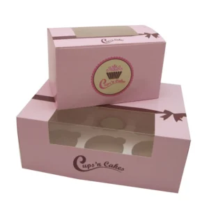 Custom 1/2/4/6/12-Hole Bakery Carrier Box, Food-Grade Cupcake Box with Window, Art Paper Cardboard and PET