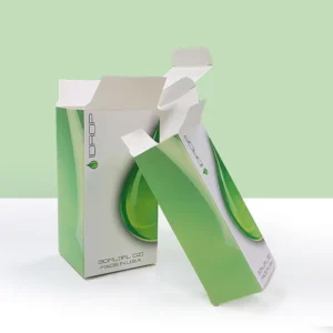 Custom 18pt White Card Stock Small Folding Tuck Top Packaging Box for Bottles with Spot UV