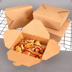 Custom 26oz-98oz Biodegradable Kraft Paper Food Box for Sushi and Noodle Packaging with Embossing and Matte Lamination