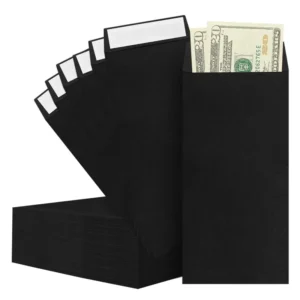 Custom 3.2 x 6.6 Inch Black 120 GSM Money Envelopes for Cash Budgeting, Checks, and Tickets