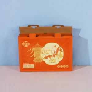 Kotak Hadiah Kue Bulan Kertas Kraft Bergelombang Kustom 4/8 Potong, Finishing Mengkilap, Cetakan CMYK