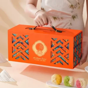 Kotak Hadiah Kue Bulan Magnetik 4/8-Potong dengan Kemasan Kertas dan Kotak Anggur dengan Teh