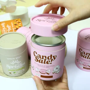 Custom 500g Paper Cardboard Nutrition Powder Canister Superfood Supplement Tea Packaging Food Paper Tube With Easy peel off Lid