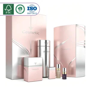 Custom Any Size Empty Cosmetic Gift Paper Box Matte Laminated Rose Gold Hot Stamped Skincare Packaging Box