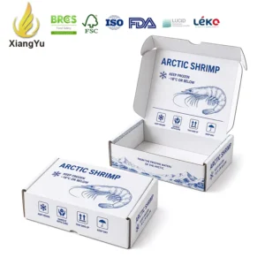Custom Arctic Shrimp Packaging Box White Corrugated Seafood Mailer Box for Frozen Shrimp Cold Chain Processing and Delivery
