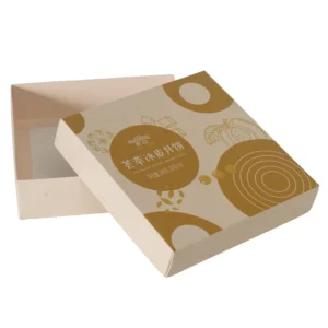 Custom Base-Lid Mooncake Gift Paper Box, Cardboard Dessert Packaging, Gold Foil Printed