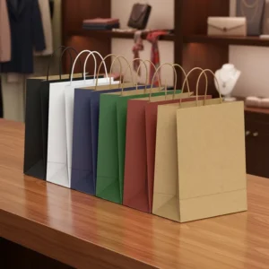 Custom Biodegradable Brown Kraft Paper Tote Bag, Offset Printing, for Grocery, Food, and Clothing