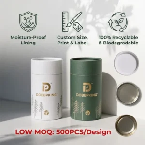 Custom Biodegradable Different Sized Round Food Grade Paper Box Large Coffee Containers Kraft Cardboard Packaging Paper Tube