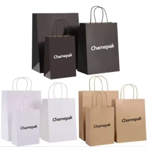 Custom Biodegradable Eco-Friendly Brown White Black Supermarket Shopping Kraft Paper Bags with Twisted Handles
