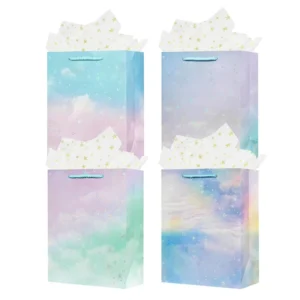 Custom Biodegradable Eco-Friendly Durable White Card Paper Bags with Handles for Gift, Promotional, and Daily Packaging
