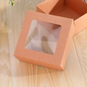 Custom Biodegradable Eco Friendly Portable Rigid Dessert Cake Kraft Paper Gift Packaging Box Transparent Window