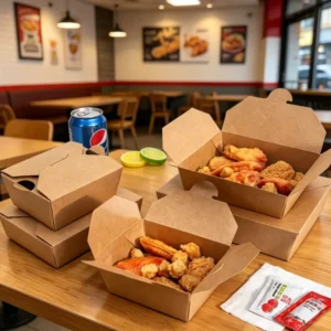 Custom Biodegradable Embossed Rigid Paper Takeaway Boxes for Bento, Corndog, Fried Chicken, Fries, and Hotdogs