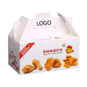 Custom Biodegradable Folding Ivory Cardboard Fried Chicken Delivery Box with Lid