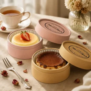 Custom Biodegradable Oven-Proof Kraft Cardboard Cylinder Cake Canister for Cheesecake and Desserts, Food-Grade Paper Tube
