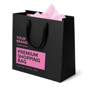 Custom Biodegradable Paper Shopping Gift Bag with Ribbon Handle and OEM Logo