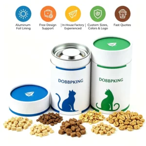 Custom Biodegradable Paper Tube Pet Food Packaging Factory Direct Cylinder Box for Cat Treats