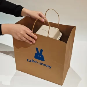 Custom Eco-Friendly Disposable Biodegradable Recyclable Kraft Paper Restaurant Takeout Bags With Custom Logo