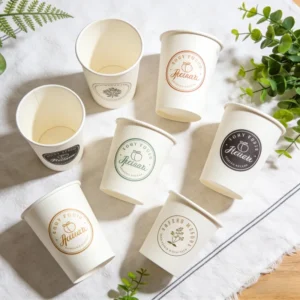 Custom Biodegradable Single Wall Paper Cups Waterproof Food Grade Printable Logo Custom Size Restaurant Coffee