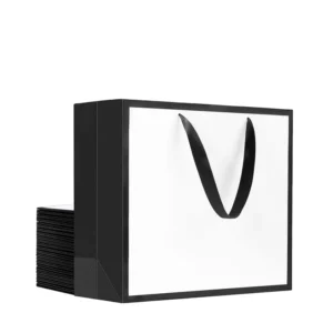 Custom Biodegradable White Card Paper Bags for Shopping, Packaging and Storage, Custom Size and Logo