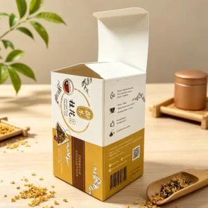 Custom Biodegradable White Paper Tea Gift Box UV-Printed Tea Bag Box