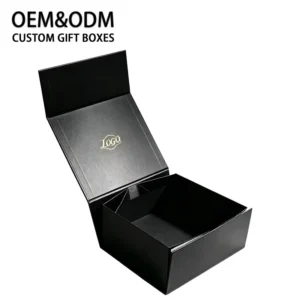 Custom Black Magnetic Folding Rigid Cardboard Gift Box with Sponge Lining Custom Logo Factory Direct