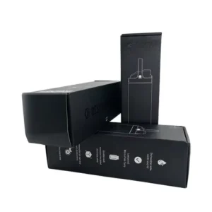 Custom Black Matte Paper Packaging Box with Line Drawing for Small Electronic Device Accessories