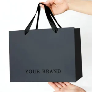 Custom Black Paper Gift Shopping Bags With Printed Logo