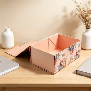 Custom Black-and-White Foldable Cardboard Magnetic Gift Box with Custom Printing