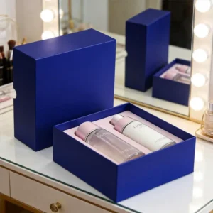 Custom Blue Cosmetic Makeup Paper Packaging Box