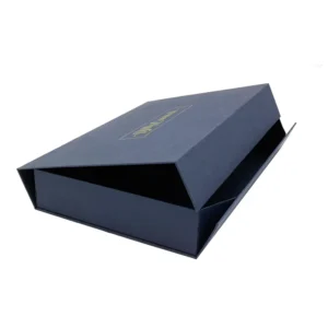 Custom Blue Foldable Magnetic Gift Box with Sponge Liner and UV Coating for Clothing Scarf Shawl