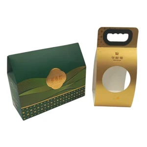 Custom Blue Retail Box with Gold Foil Stamping for Tea, Biscuit and Pastry Packaging with Sleeve