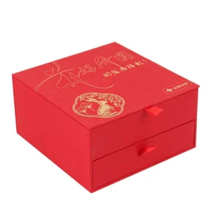 Custom Book-Shaped Sliding Drawer Double-Layer Mooncake Box with Inner Matte Lamination and Recyclable Paperboard