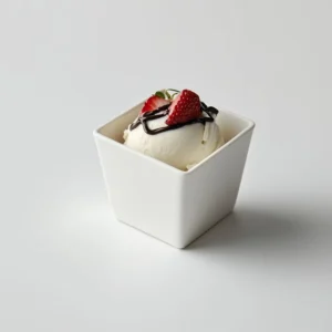 Custom Brand Logo Eco Friendly Ice Cream Dessert Tableware Packaging White Square Molded Pulp Yogurt Packaging