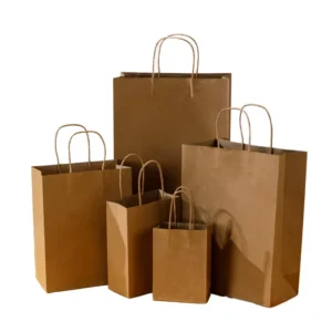 Custom Brown Kraft Paper Bags with Printed Logo for Promotional and Supermarket Use, Recyclable