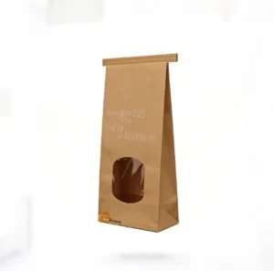 Custom Brown Kraft Paper Bags with Window for Food Packaging