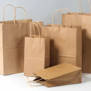 Custom Brown Kraft Paper Lunch Bag with Colored Printing and Biodegradable Food Packaging